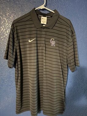 Nike Gray Striped Colorado Rockies Polo